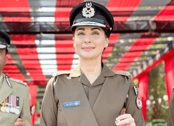 Maryam Nawaz, dressed in a Punjab Police uniform