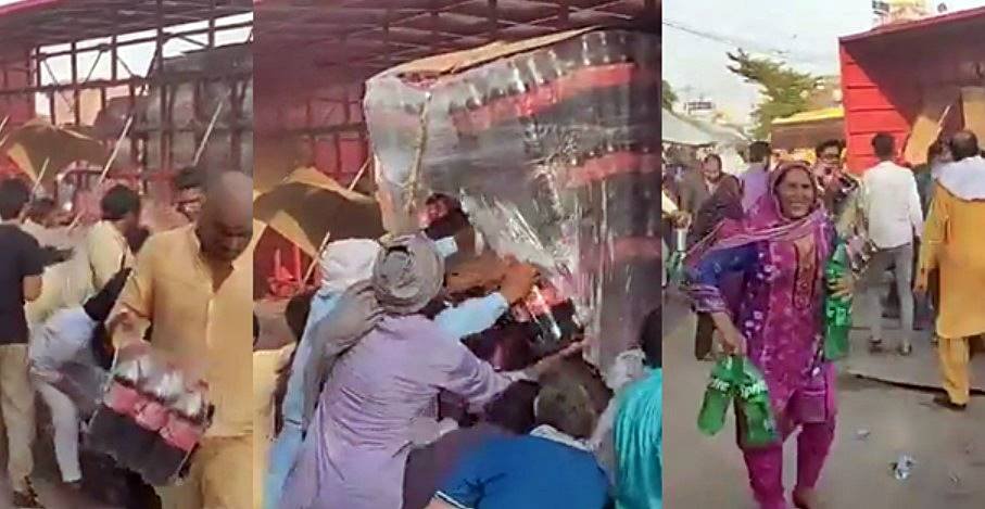 Mob loots Coca-Cola truck after crash in Faisalabad