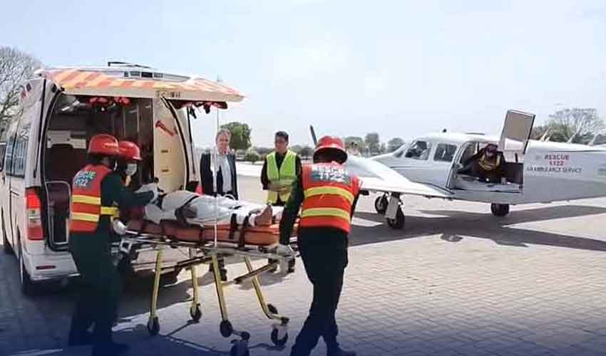 First rescue air ambulance transfers patient from Mianwali to Rawalpindi