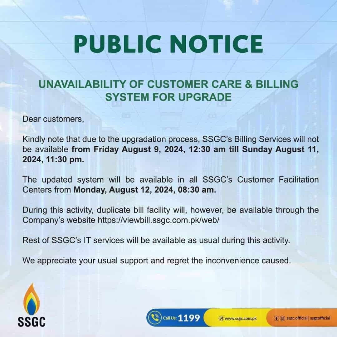 SSGC notice