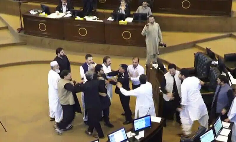 Opposition, govt members clash in KP Assembly